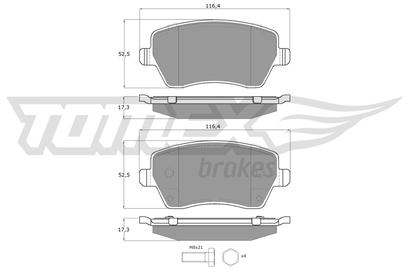Sada brzdových platničiek kotúčovej brzdy TOMEX Brakes